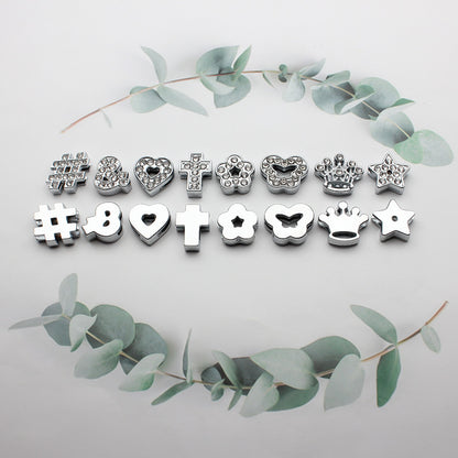 Chrome Alloy Rhinestone Beads Star Heart Crown Shapes 4pcs 3
