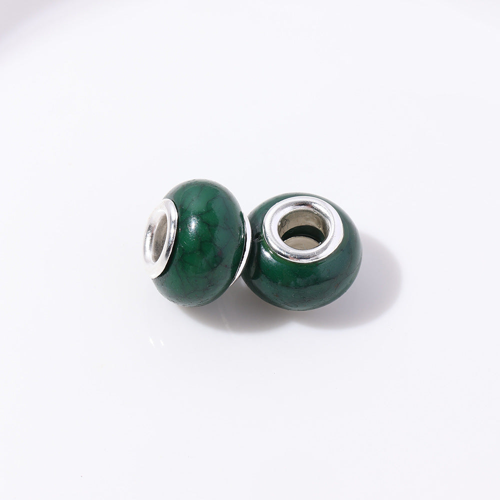 Resin Round Spacer Beads 14mm Imitation Turquoise Pattern 100pcs 16
