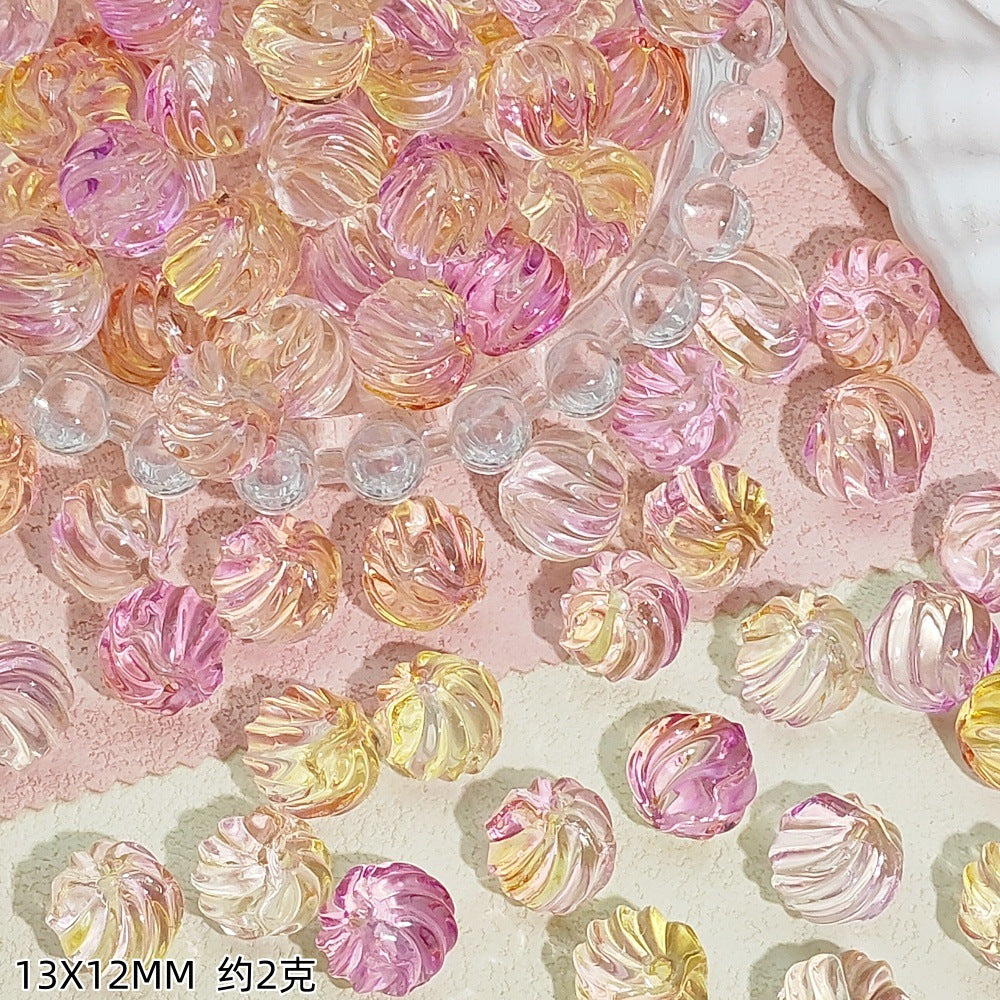 Swirl Striped Round Glass Beads 13mm Pastel Mixed Colors 50pcs 10