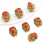 Lampwork Glass Beads Hand Painted Christmas Theme Enamel 2pcs 17