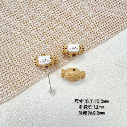 Cat and Bear Candy Painted Metal Beads 13 16mm Glossy 10pcs 20