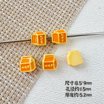 Camera Milk Carton Painted Metal Beads Glossy Enamel 20pcs 20