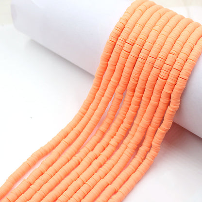 Flat Clay Beads 6mm Solid Color Polymer Spacer Discs 10strands 44