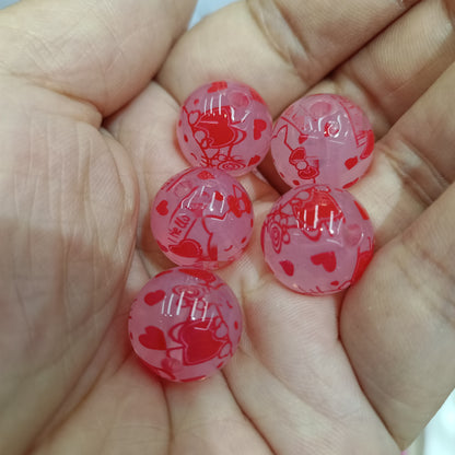 Transparent Round Acrylic Beads 16mm Jelly Color Sanrio Printed 100pcs 7