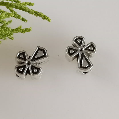 Cross Metal Beads 10x12mm Antique Silver Tone Zinc Alloy 100pcs 5