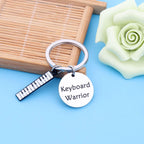 Stainless Steel Piano Keyboard Keychain Black and White Charm