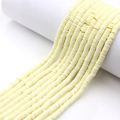 Flat Clay Beads 6mm Solid Color Polymer Spacer Discs 10strands 13