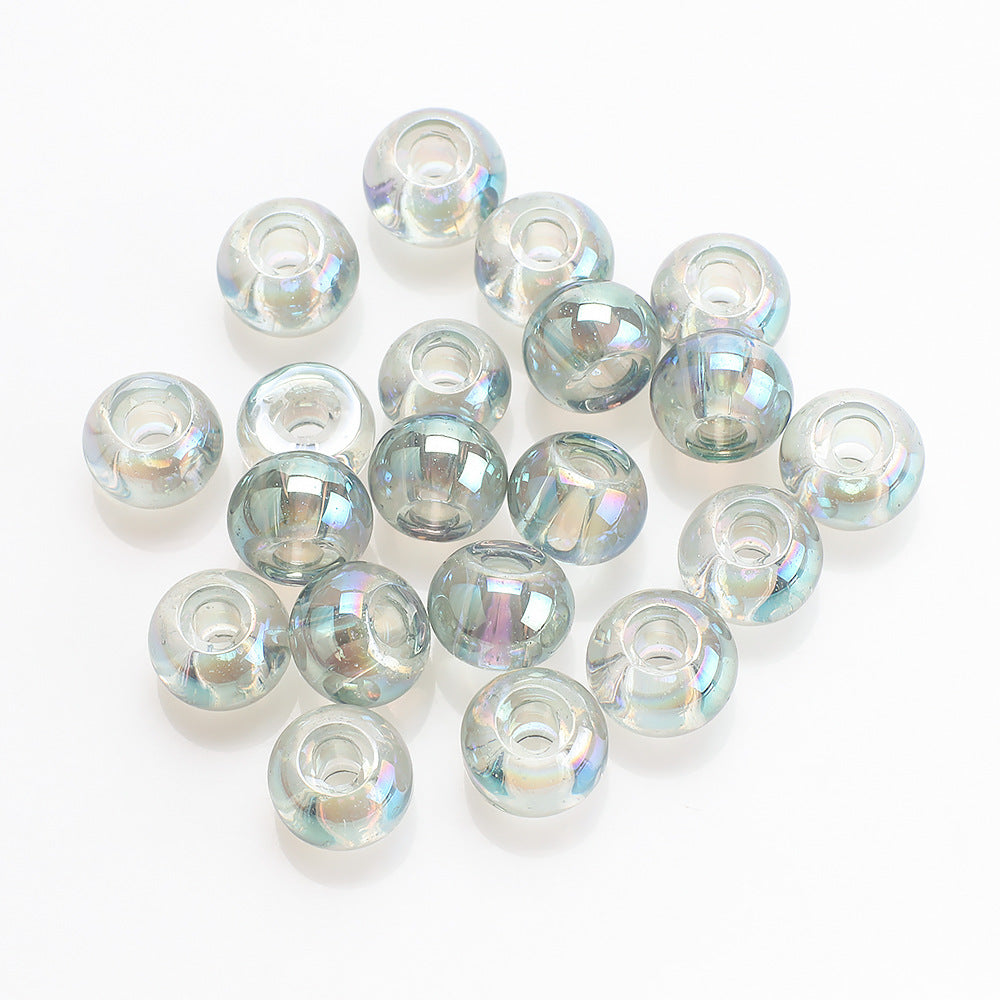 Electroplated Glass Beads 8 10mm Large Hole Rainbow Finish 50pcs 18