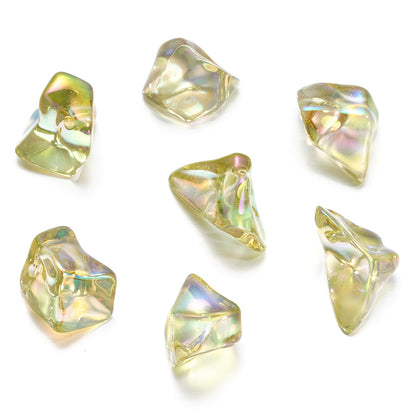 Transparent Irregular Gravel Acrylic Beads 11-22mm UV Plating 4pcs 11