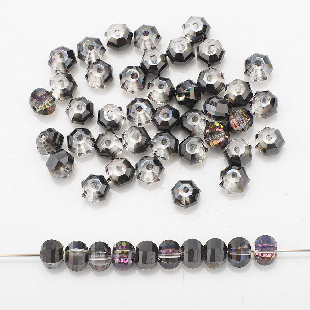 Glass Faceted Spacer Beads 8mm Plating Metallic Color 60pcs 13