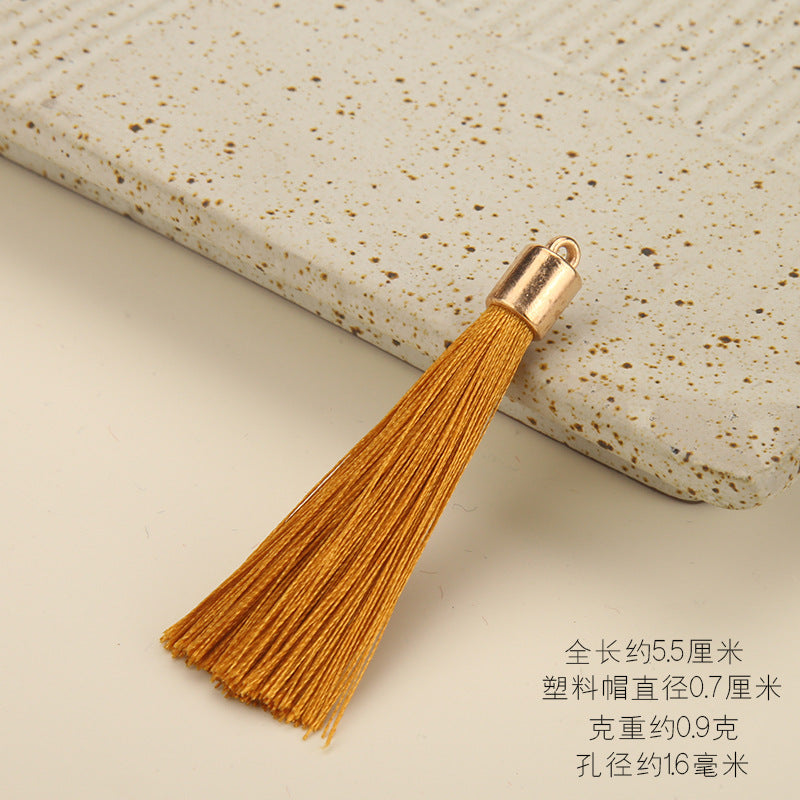 Colorful Polyester Fringe Tassel Keychain with Golden Cap 55mm 50pcs 29