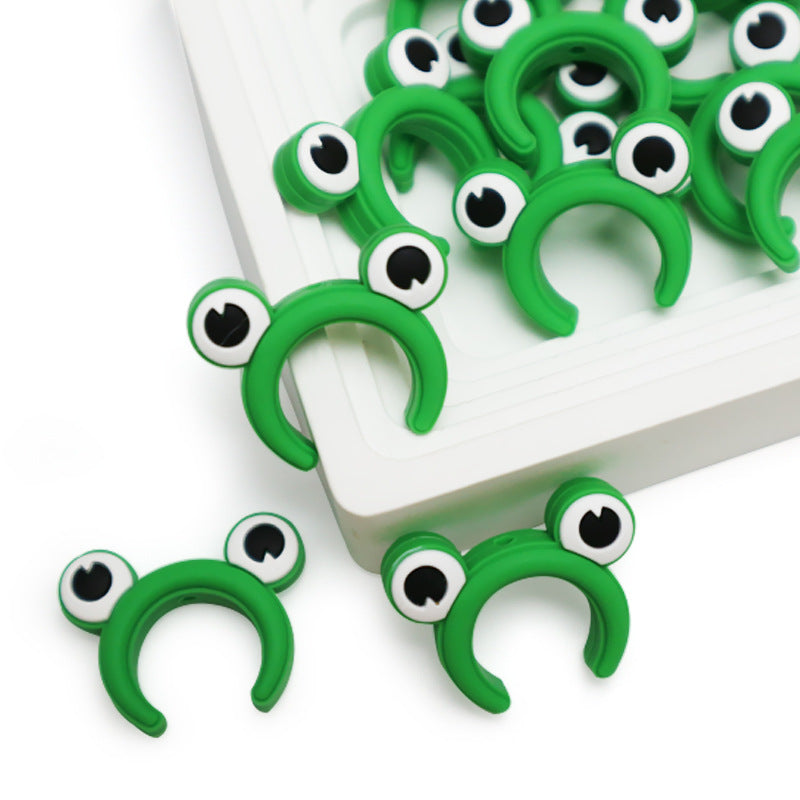 Silicone Focal Beads Frog Smiling Face Design 20pcs 4