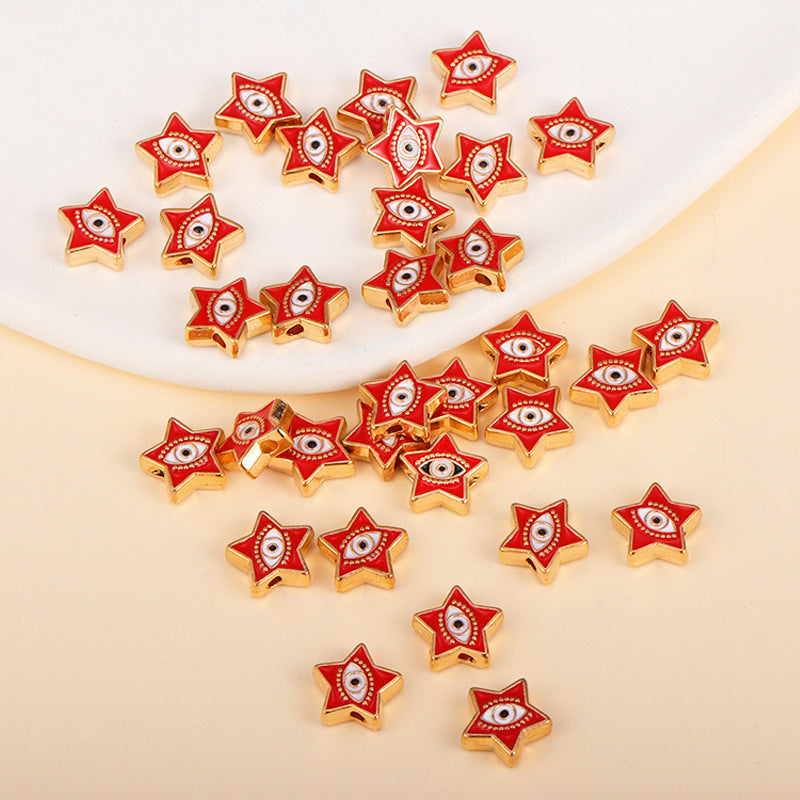 Irregular Shaped Metal Beads Double-Sided Enamel Evil Eye 20pcs 42