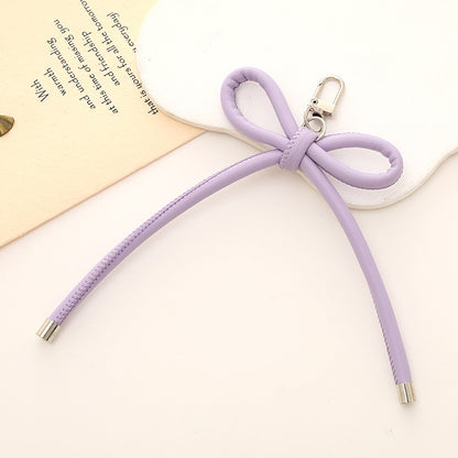 Colorful PU Leather Bow Keychain with Silver Tone Metal 3pcs 9