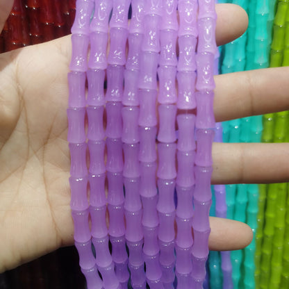 Transparent Bamboo Shape Glass Beads 6x12mm Glossy Finish 5 Strands 19