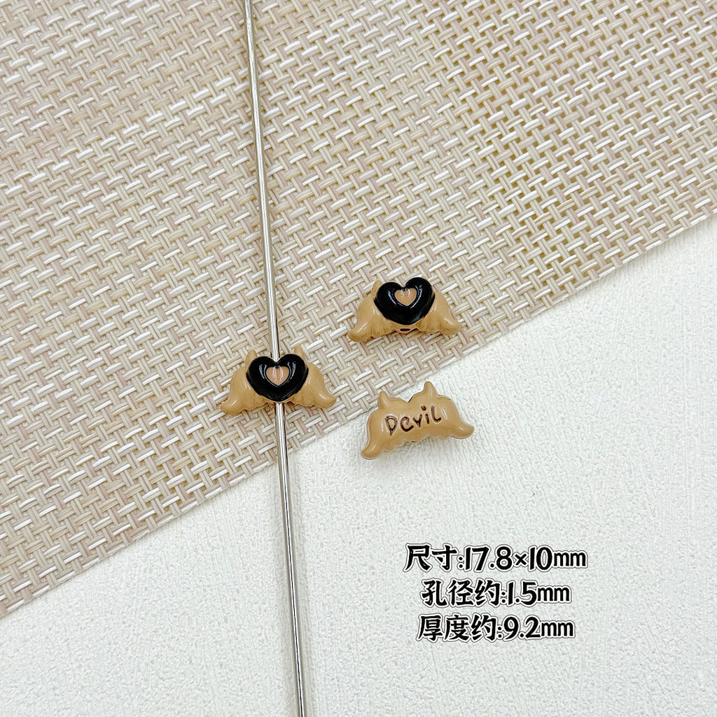 Devil Heart and Kitten Flower Metal Beads 17/15mm Baking Painted 18pcs 12