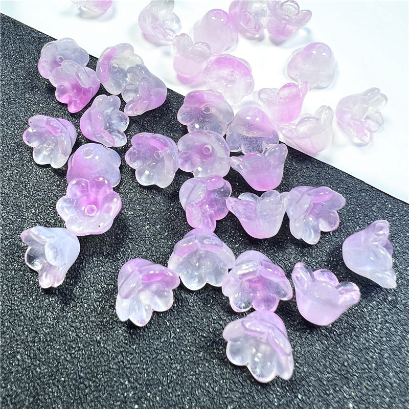 Czech Glass Beads Flower 12mm Iridescent Crystal Clear 50pcs 10