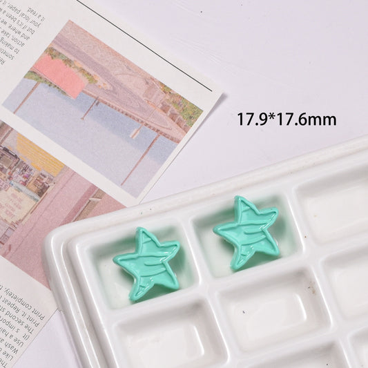 Colorful Recessed Star Acrylic Beads 17mm Mixed Colors 20pcs 2