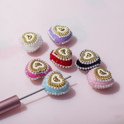 Heart Bear Rhinestone Acrylic Focal Beads 27.5x24.6mm 10pcs 11