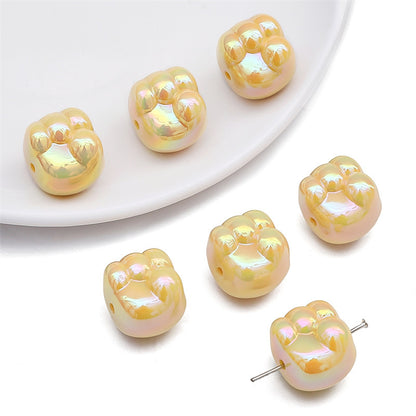 Glossy Fist Acrylic Beads 16mm Pastel Iridescent 16pcs 12