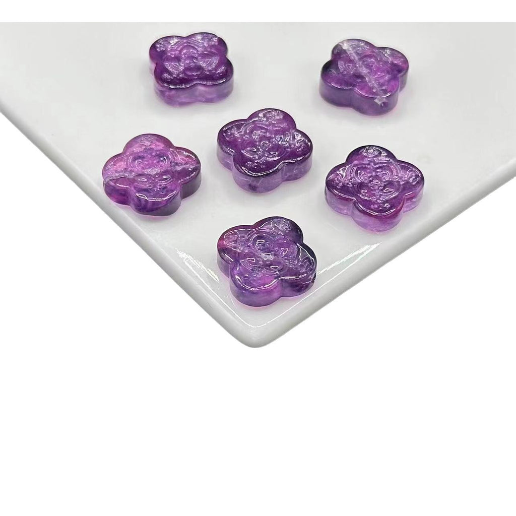 Transparent Clover Shape Glass Beads 14mm Soft Smoky Blue 100pcs 5