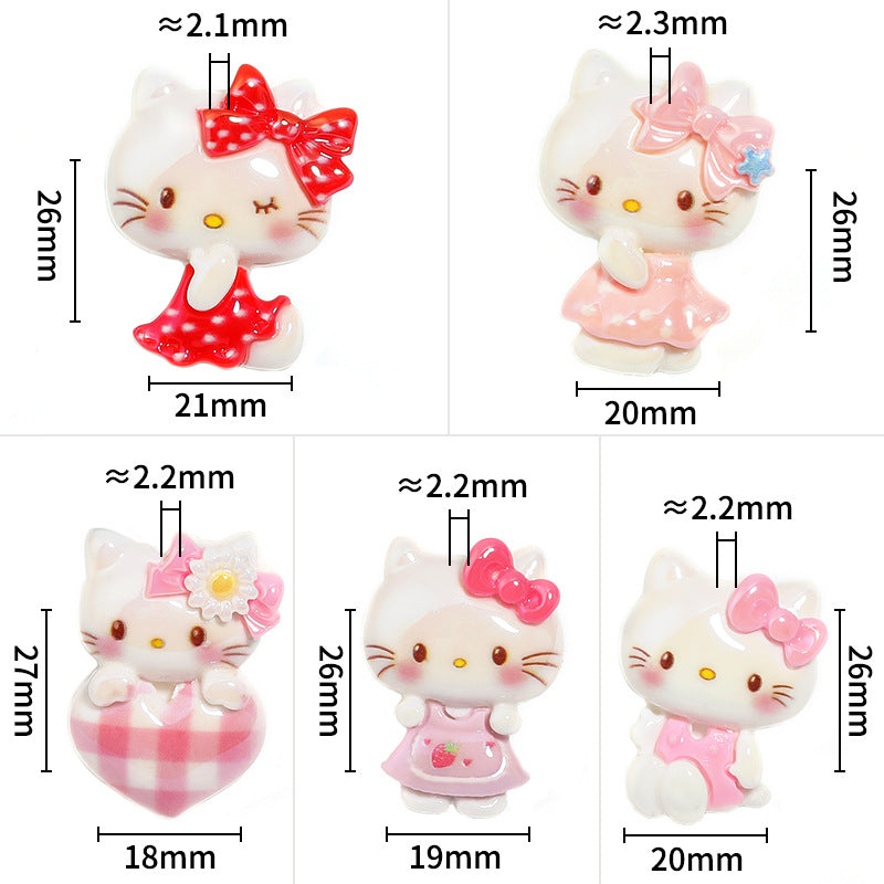 3D Hello Kitty Resin Beads 18-21mm Pastel Colors 25pcs 3