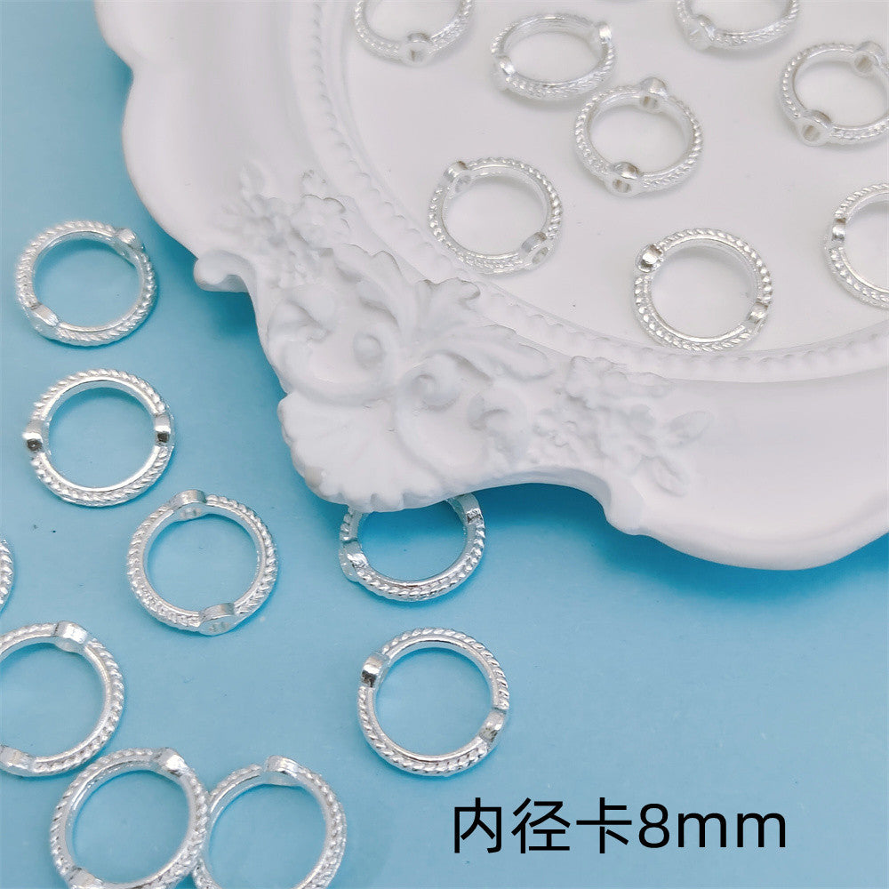 Ring Metal Beads Frame 8mm 10mm Twist Embossed Design 80pcs Alloy 3