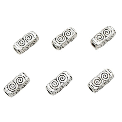 Tube Metal Beads 10mm Tibetan Geometric Circle Patterned 1pc 5
