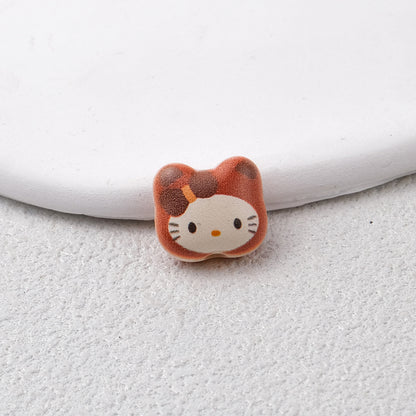 Leopard Print Hello KT Acrylic Beads 14mm Matte Finish 20pcs 6