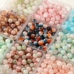 Gradient Crackle Round Glass Beads 10mm Pastel Mixed Colors 100pcs