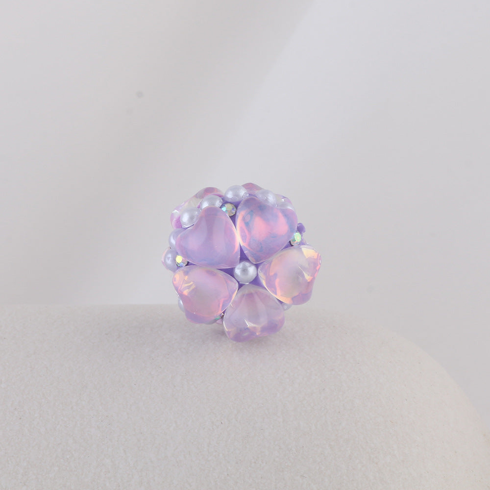 Moonstone Five-Petal Flower Clay Beads 19mm Opalescent 5pcs 13