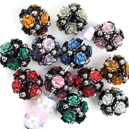 Flower Cluster Clay Beads 22mm Gothic Shimmer Metallic Rose 5pcs