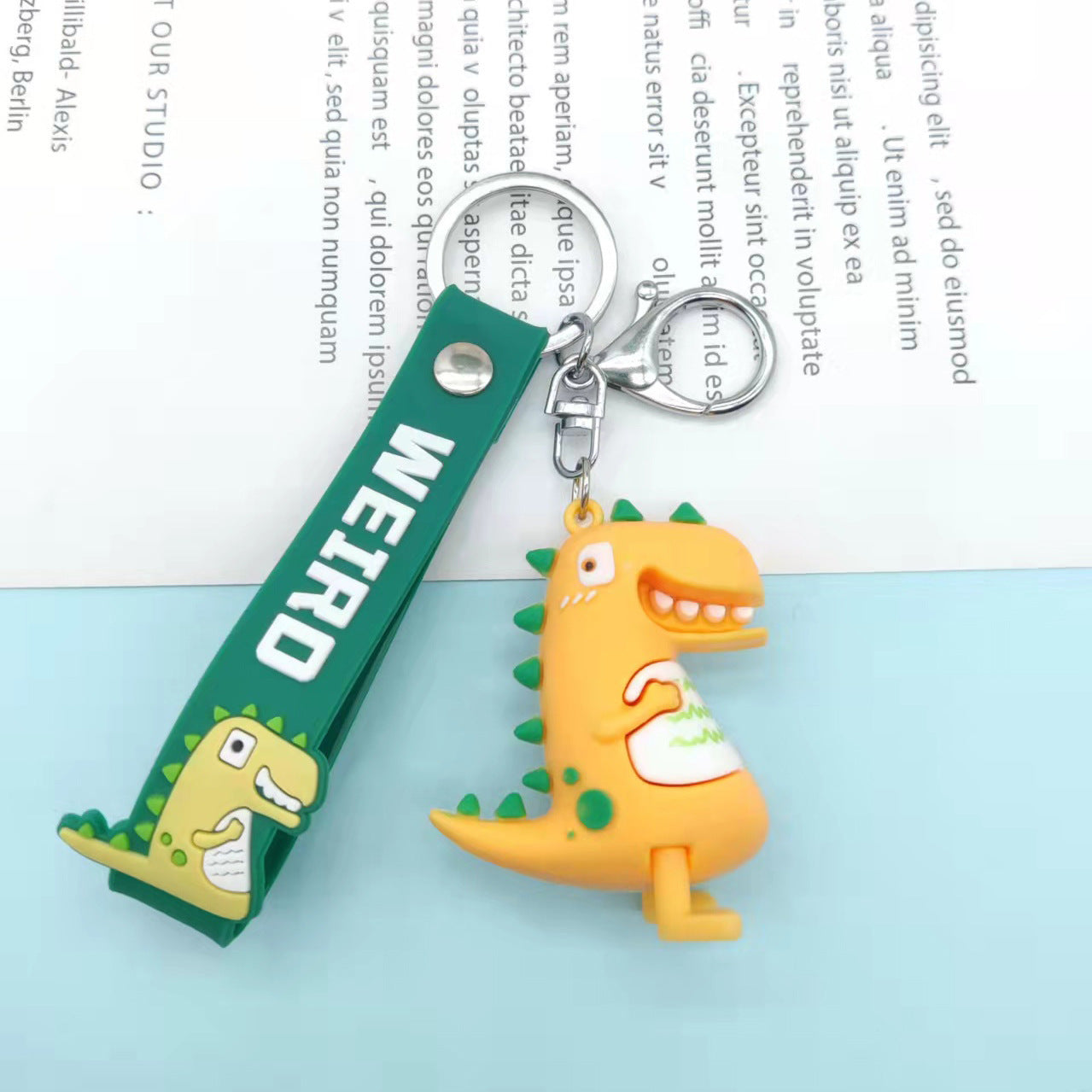 PVC Dinosaur Keychain Colorful Cartoon Dino Design 7