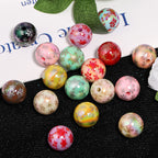 Plating Acrylic Beads 16mm Santa Claus Printed Christmas Mixed 50pcs