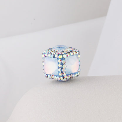 Opal Wrapped Polymer Clay Square Rhinestone Beads 20mm 6pcs 6