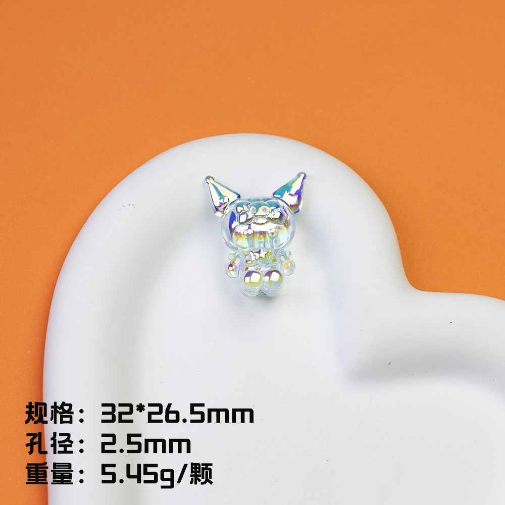 Plating Kuromi Acrylic Beads 32mm Transparent Mixed Colors 20pcs 8