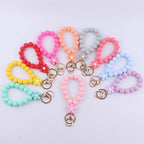Flower Silicone Bead Wristlet Keychain Colorful Smooth Beads 5