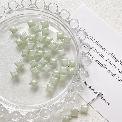 Lampwork Glass Beads Irregular Square 6mm Light Pastel Colors 10pcs 9