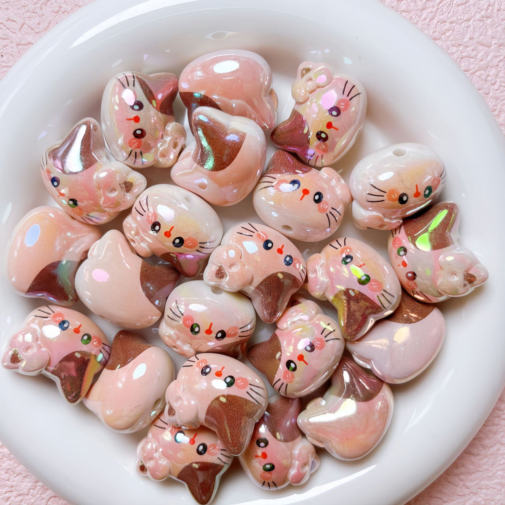 UV Plating Kitten Acrylic Beads 23mm Colorful Two Tone 5pcs 6