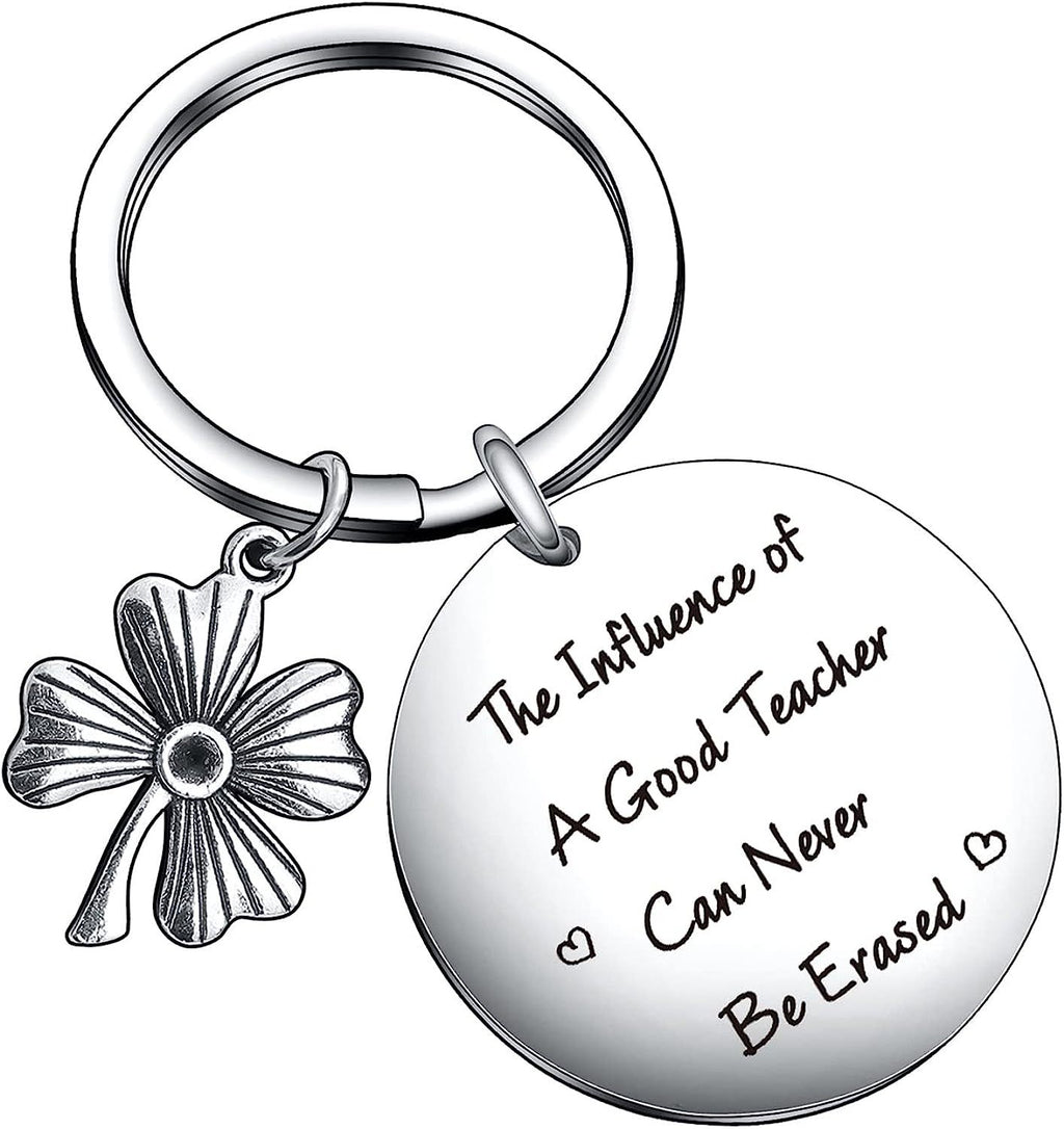 Stainless Steel Four Leaf Clover Keychain Teacher Gift Engraved 6