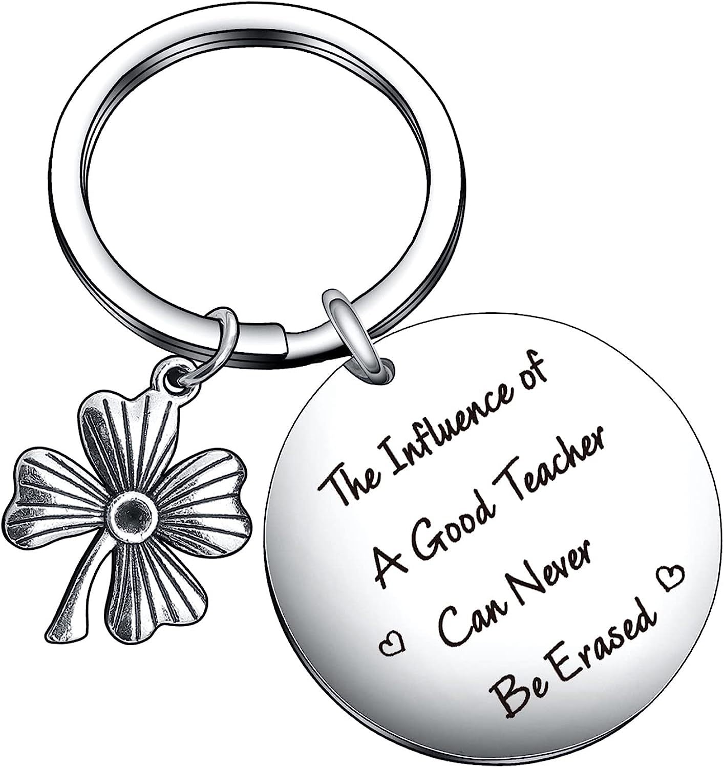 Stainless Steel Four Leaf Clover Keychain Teacher Gift Engraved 6