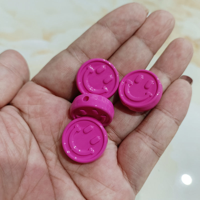 Painted Flat Round Acrylic Beads 20mm Double Smiley Colorful 100pcs 5