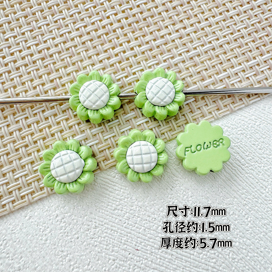 Sunflower and Gift Box Metal Beads 12mm Pastel Painted 10pcs 6