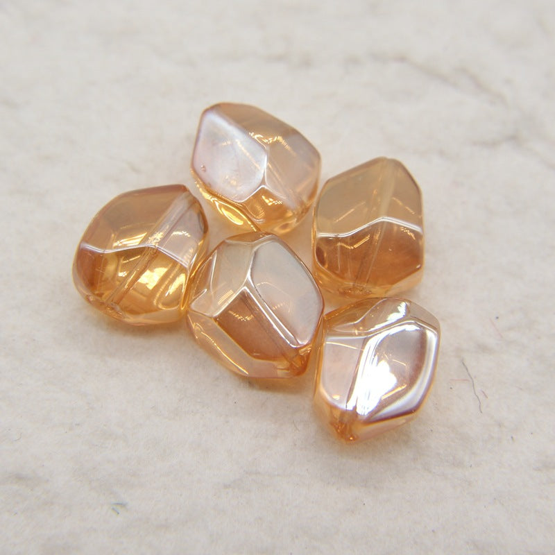 Electroplated Stone Shaped Glass Beads 17mm Vivid Colors 80pcs 11