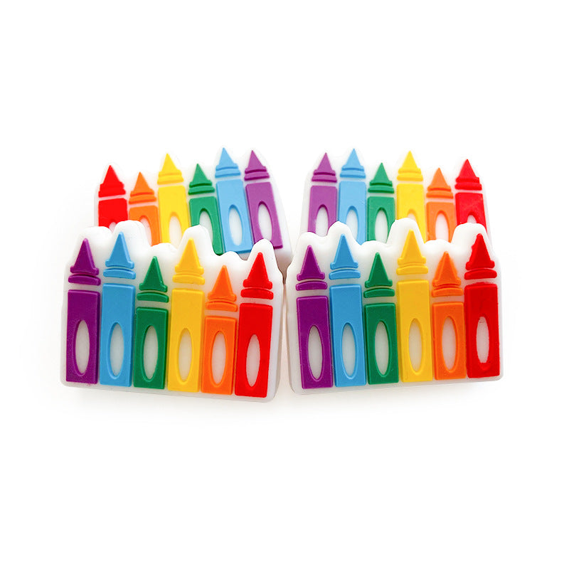 Silicone Focal Beads Crayon Six Color Crayons Row 10pcs 4