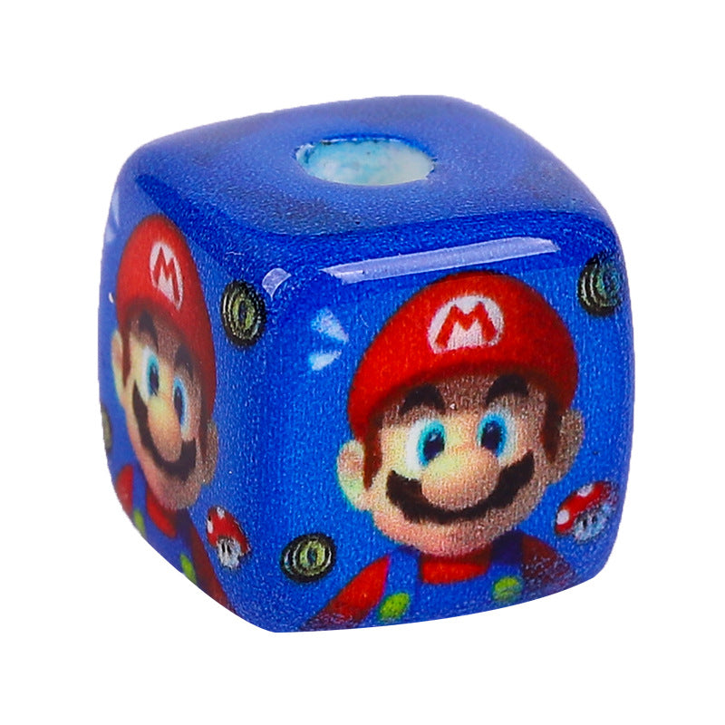 Creative Cartoon Mario Printed Acrylic Square Beads 14mm 10pcs 5