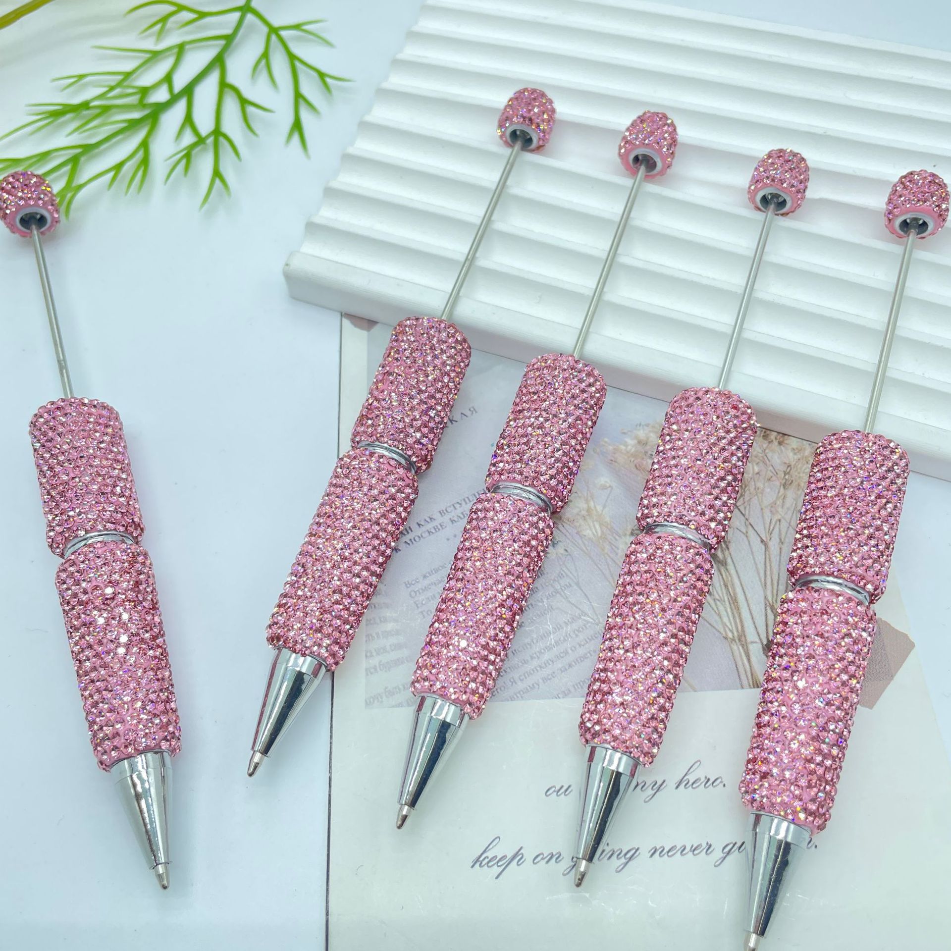 Beadable Pen Full Rhinestone Solid Color Ballpoint 2
