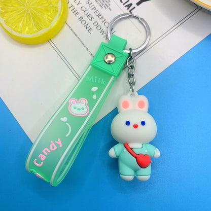 Silicone Rabbit Keychain Cute Pastel Bunny Charm Accessory 9