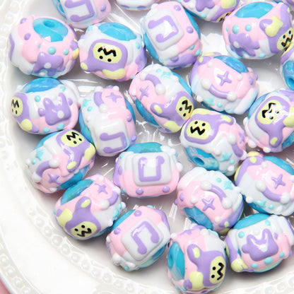 Hand Painted Star Acrylic Beads 16mm Pastel Colors 10pcs 18