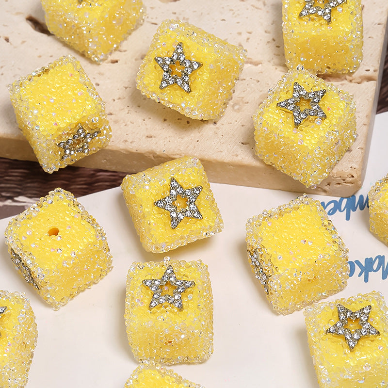 Butterfly Pentagram Cube Rhinestone Beads 22mm Vibrant Metal Embellished 5pcs 15